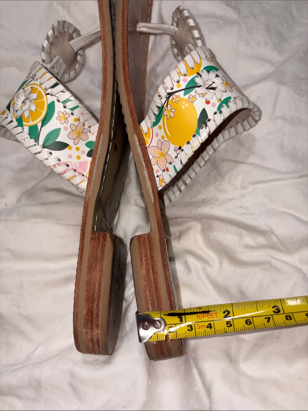 HTF Jack Rogers Lemon print whipstitch Flat Sandals - Picture 7 of 13